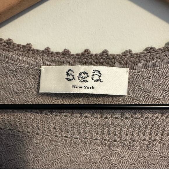 SEA New York Taupe Tan Brown Merino Wool Sweater Knit Top XS - Picture 11 of 11